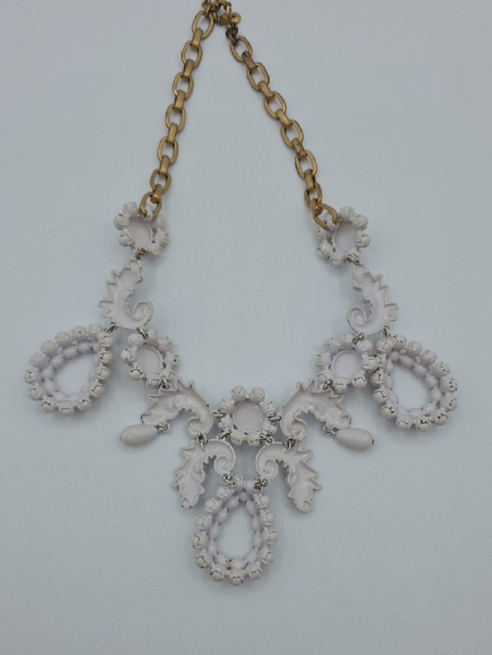 J. Crew White Floral Bib Necklace with Gold Chain - Picture 8 of 11